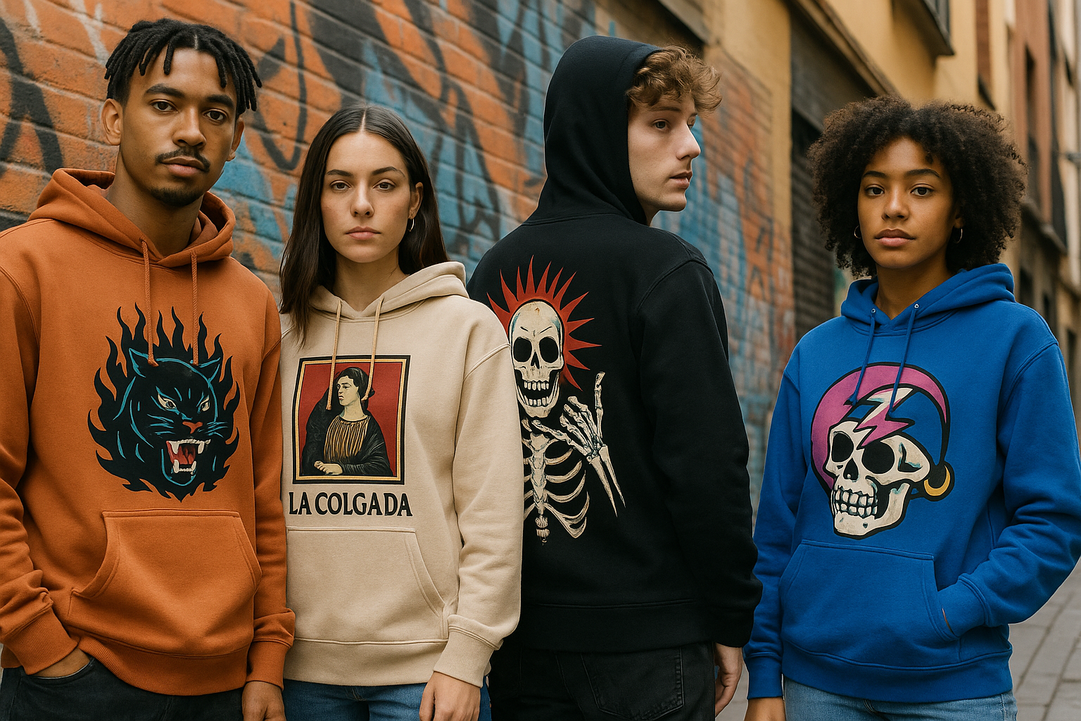Imagen de colección de sudaderas unisex con La Colgada en la prenda