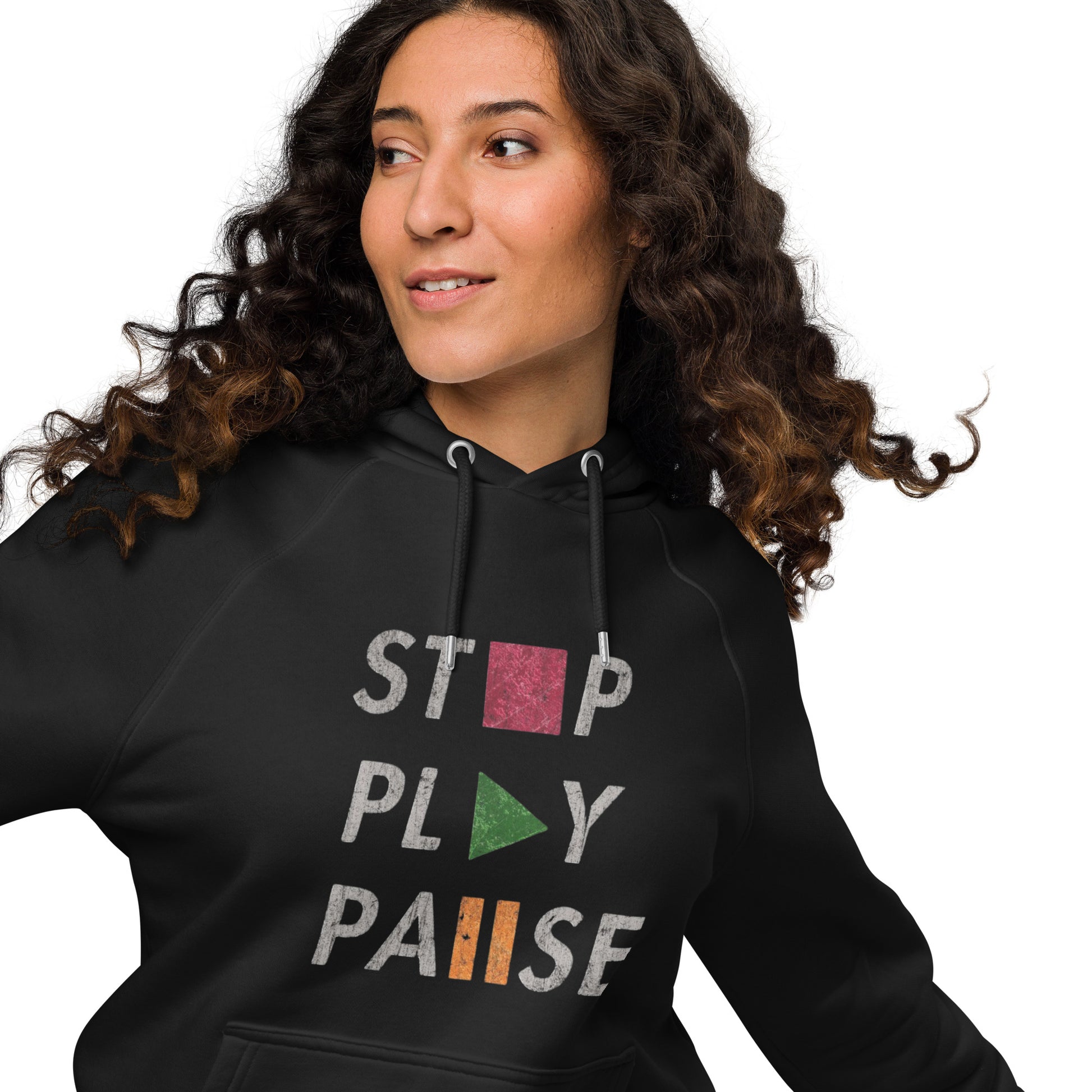 🔵⏯️🎮 SUDADERA PLAY STOP PAUSE - UNISEX 🎮⏯️🔵.