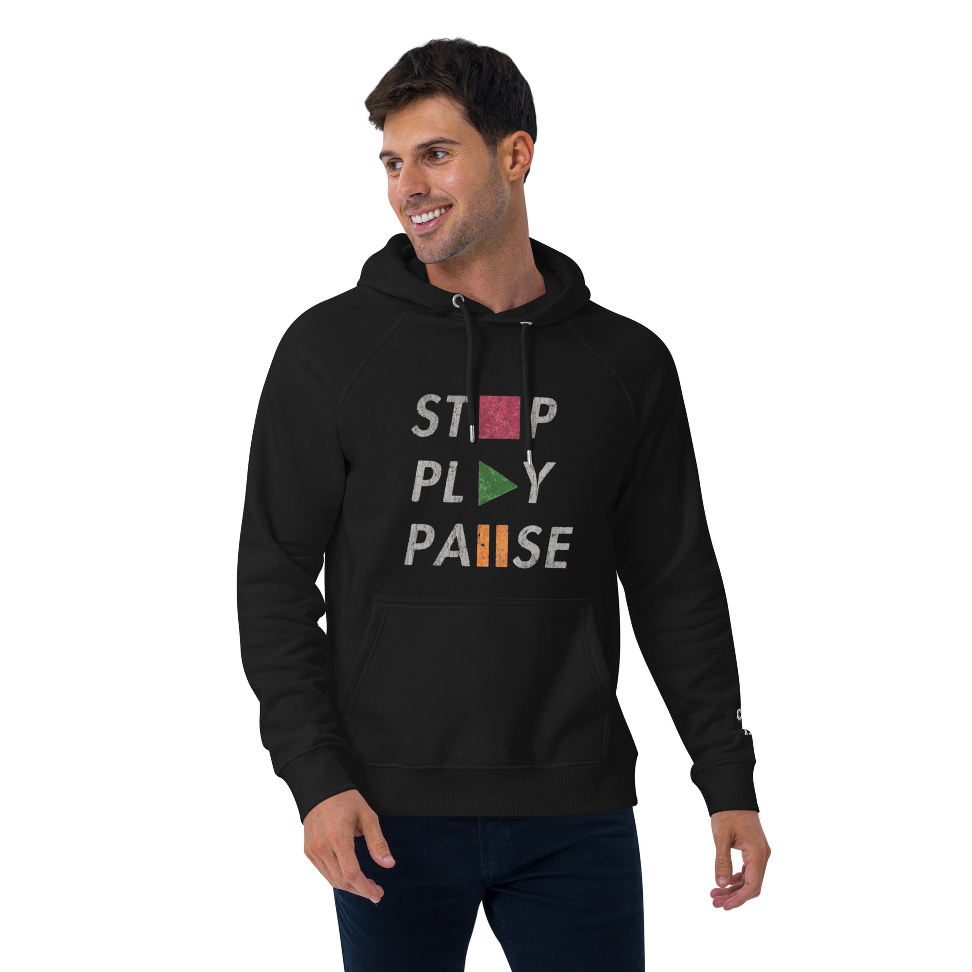 🔵⏯️🎮 SUDADERA PLAY STOP PAUSE - UNISEX 🎮⏯️🔵.