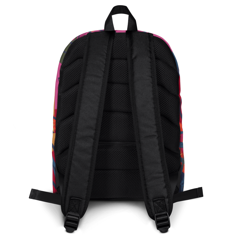 🔵 FLORES 🔵 - Mochila URBAN Unisex 🔵 vista trasera con diseño urbano y colorido estampado floral.