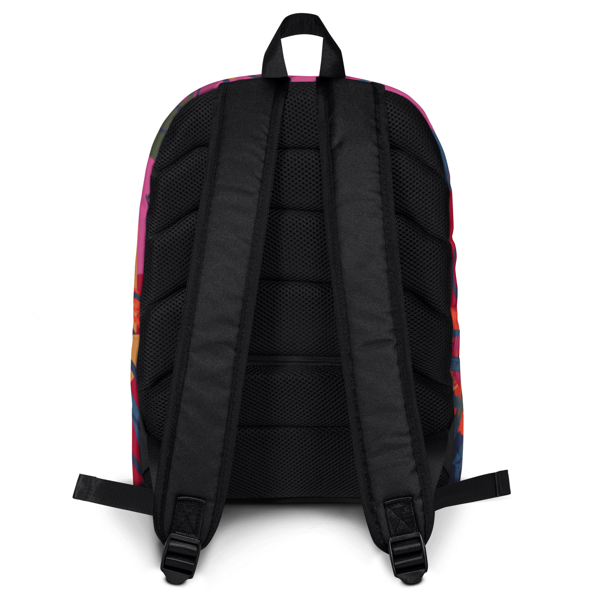 🔵 FLORES 🔵 - Mochila URBAN Unisex 🔵 vista trasera con diseño urbano y colorido estampado floral.