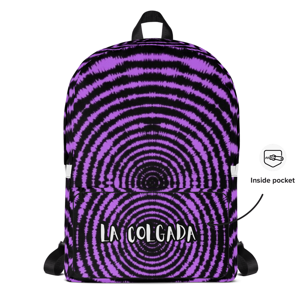 🔵 ESPIRAL MORADA 🔵 - Mochila URBAN Unisex 🔵 con diseño de espiral morada y logo La Colgada