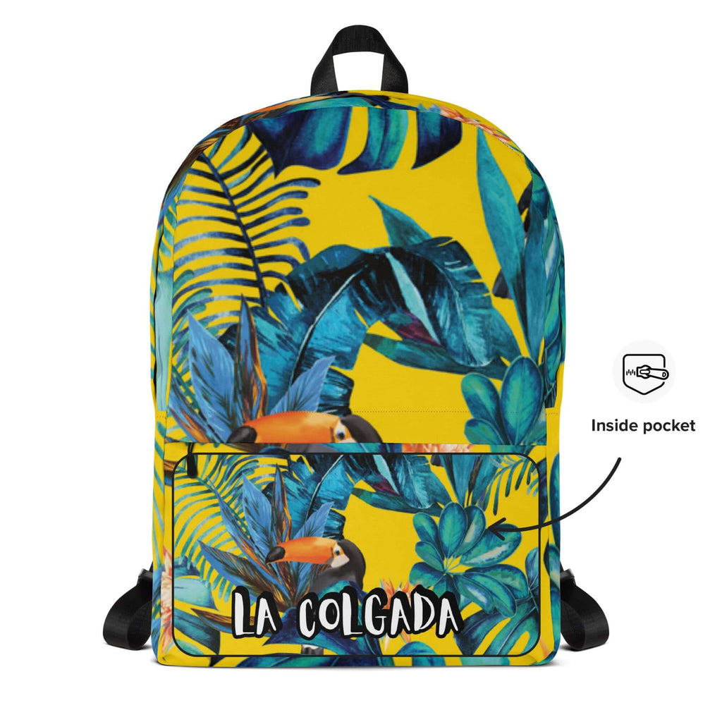 Mochila Tukan Urban Unisex con diseño tropical y bolsillo interior de La Colgada.