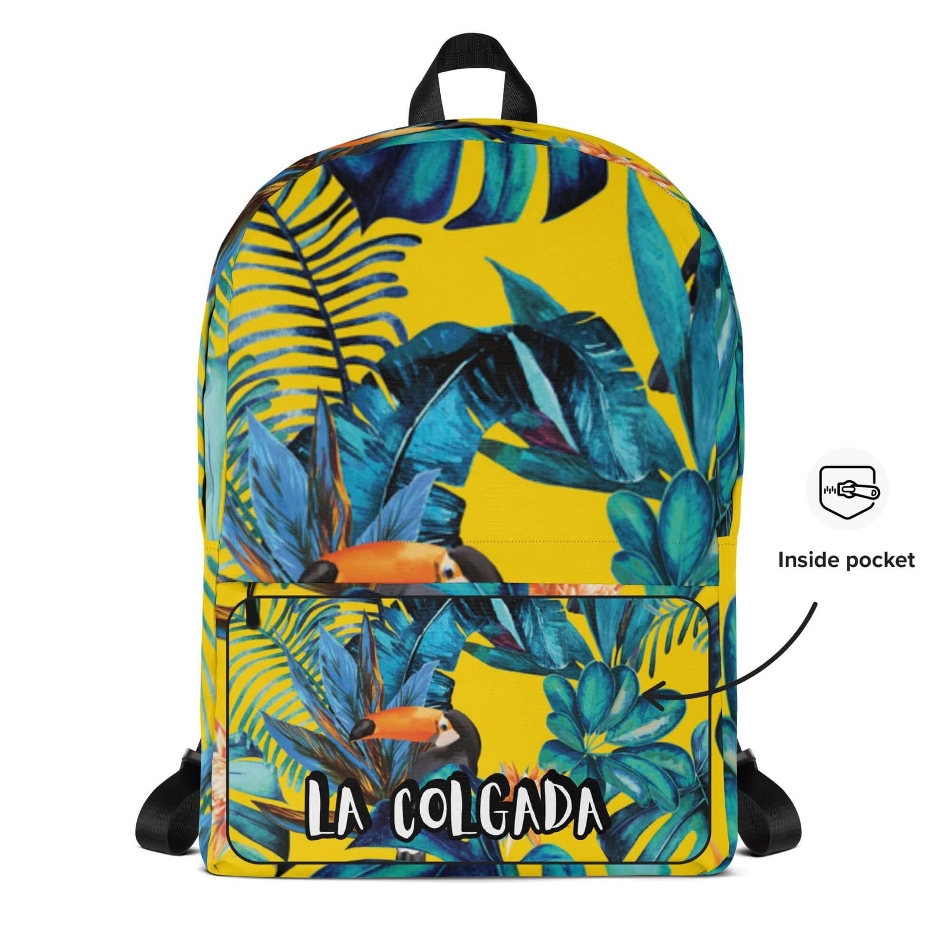 Mochila Tukan Urban Unisex con diseño tropical y bolsillo interior de La Colgada.