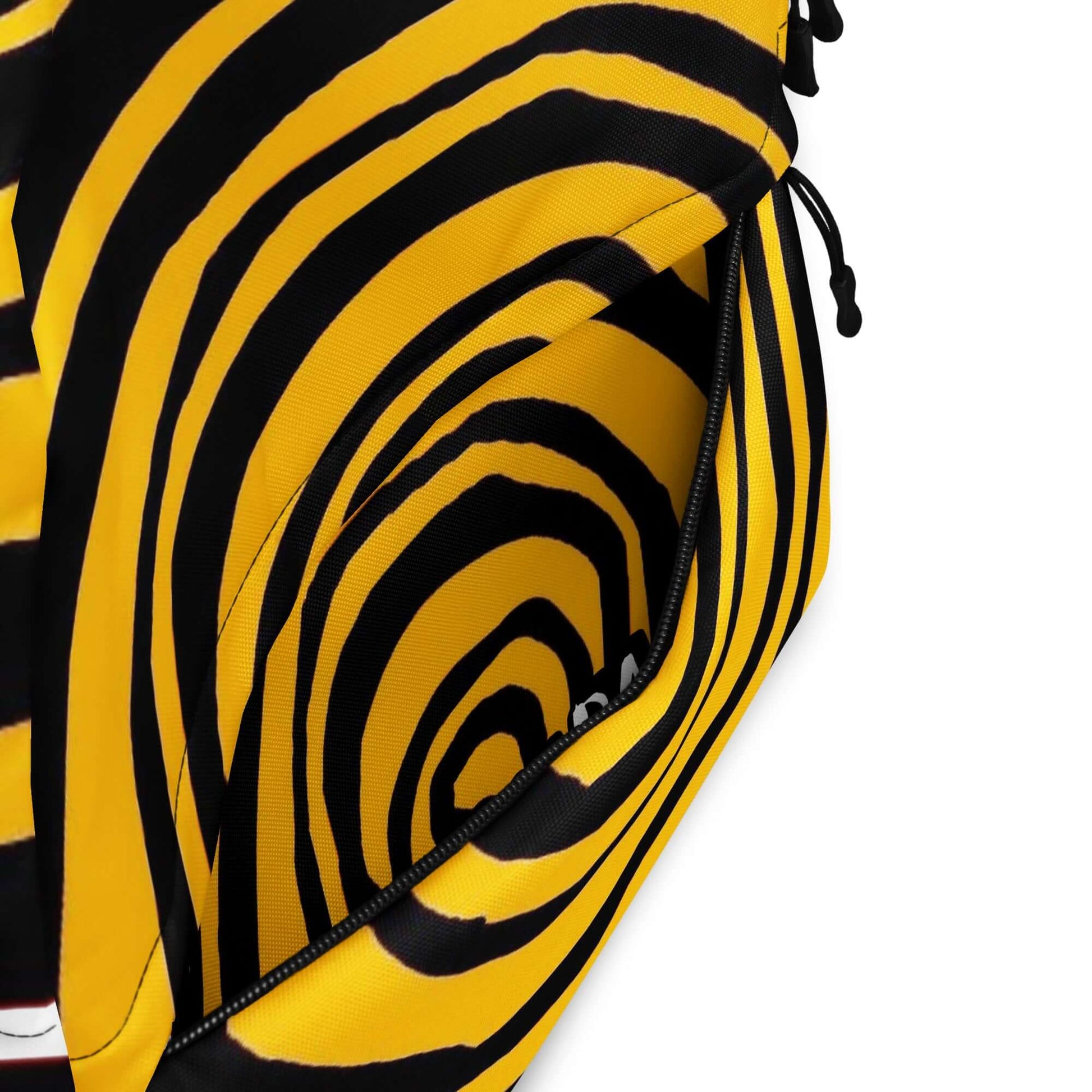 🔵 ESPIRAL MOSTAZA 🔵 - Mochila URBAN Unisex 🔵 diseño interior en espiral amarillo y negro, ideal para estilo streetwear.