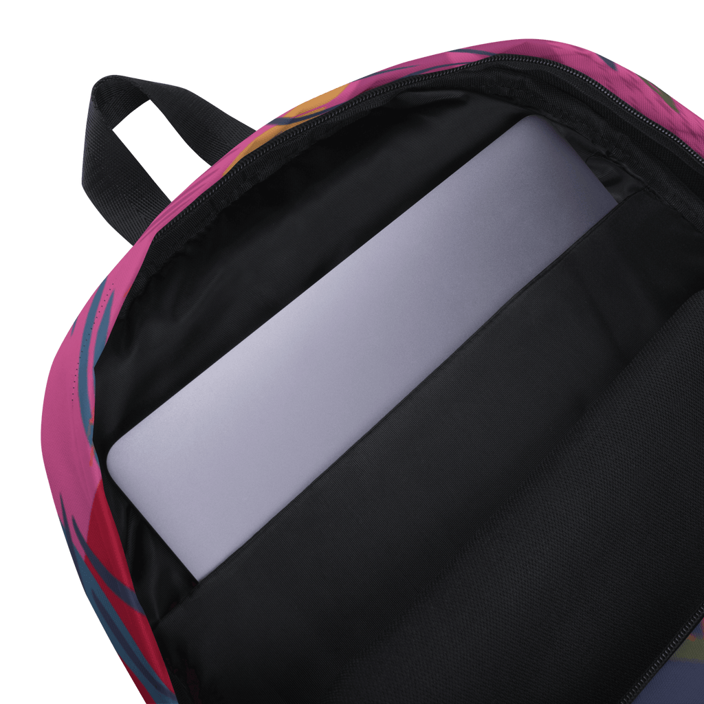 🔵 FLORES 🔵 - Mochila URBAN Unisex 🔵 interior con computadora portátil y diseño urbano colorido.