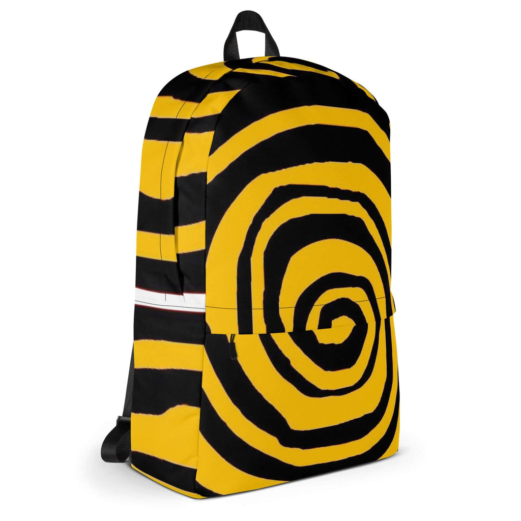 🔵 ESPIRAL MOSTAZA 🔵 - Mochila URBAN Unisex 🔵 con diseño espiral en tonos mostaza y negro.