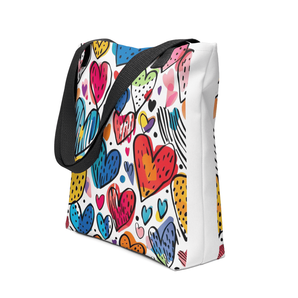 🔵 CORAZONES MULTICOLOR 🔵 - Bolsa De Tela URBAN Unisex 🔵 con diseño vibrante de corazones multicolores.