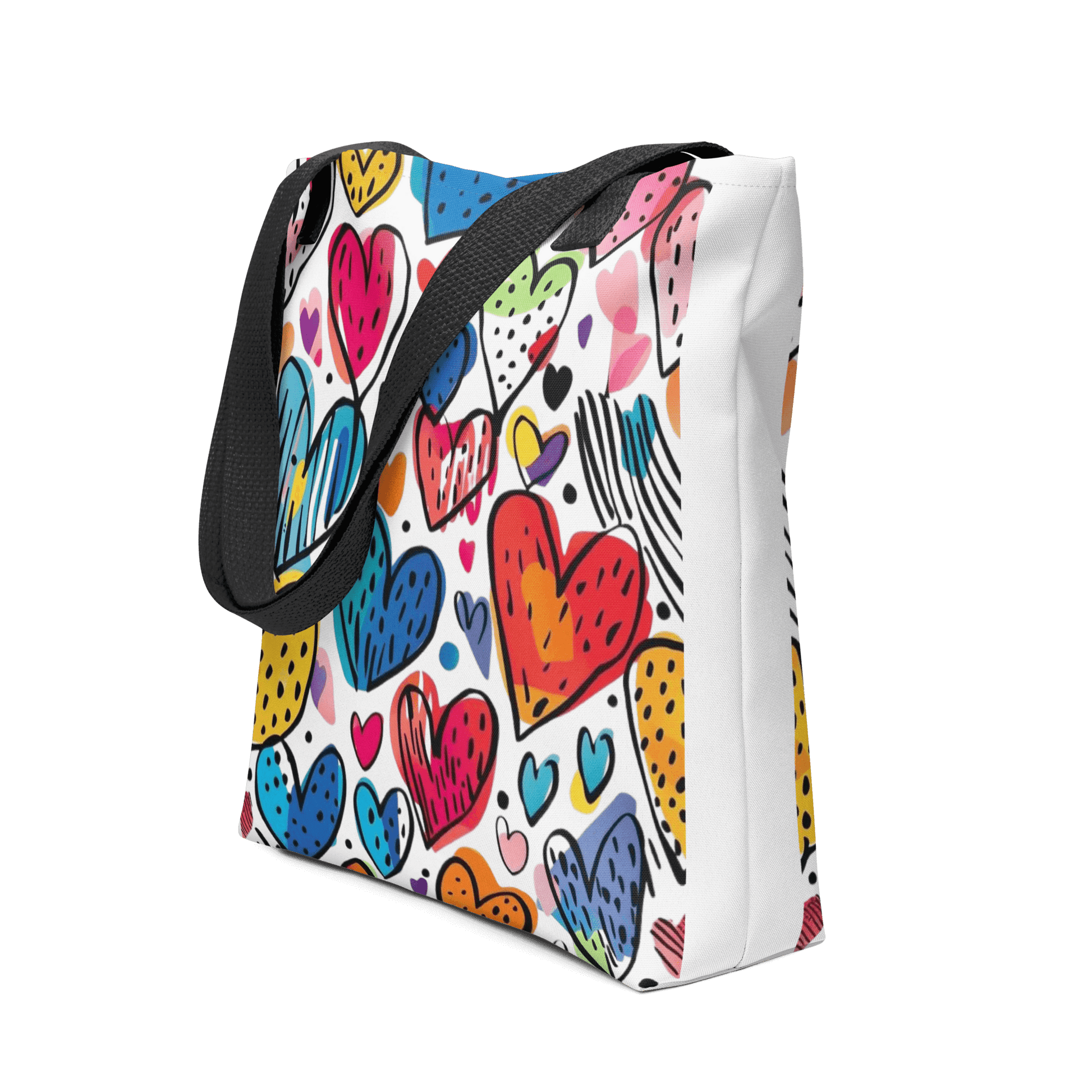 🔵 CORAZONES MULTICOLOR 🔵 - Bolsa De Tela URBAN Unisex 🔵 con diseño vibrante de corazones multicolores.