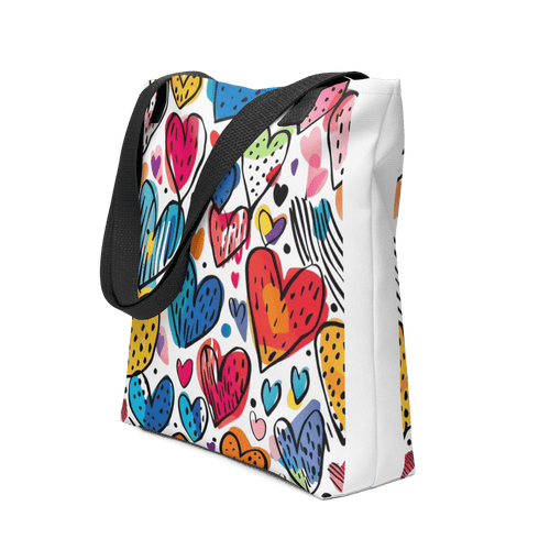 🔵 CORAZONES MULTICOLOR 🔵 - Bolsa De Tela URBAN Unisex 🔵 con diseño vibrante de corazones multicolores.