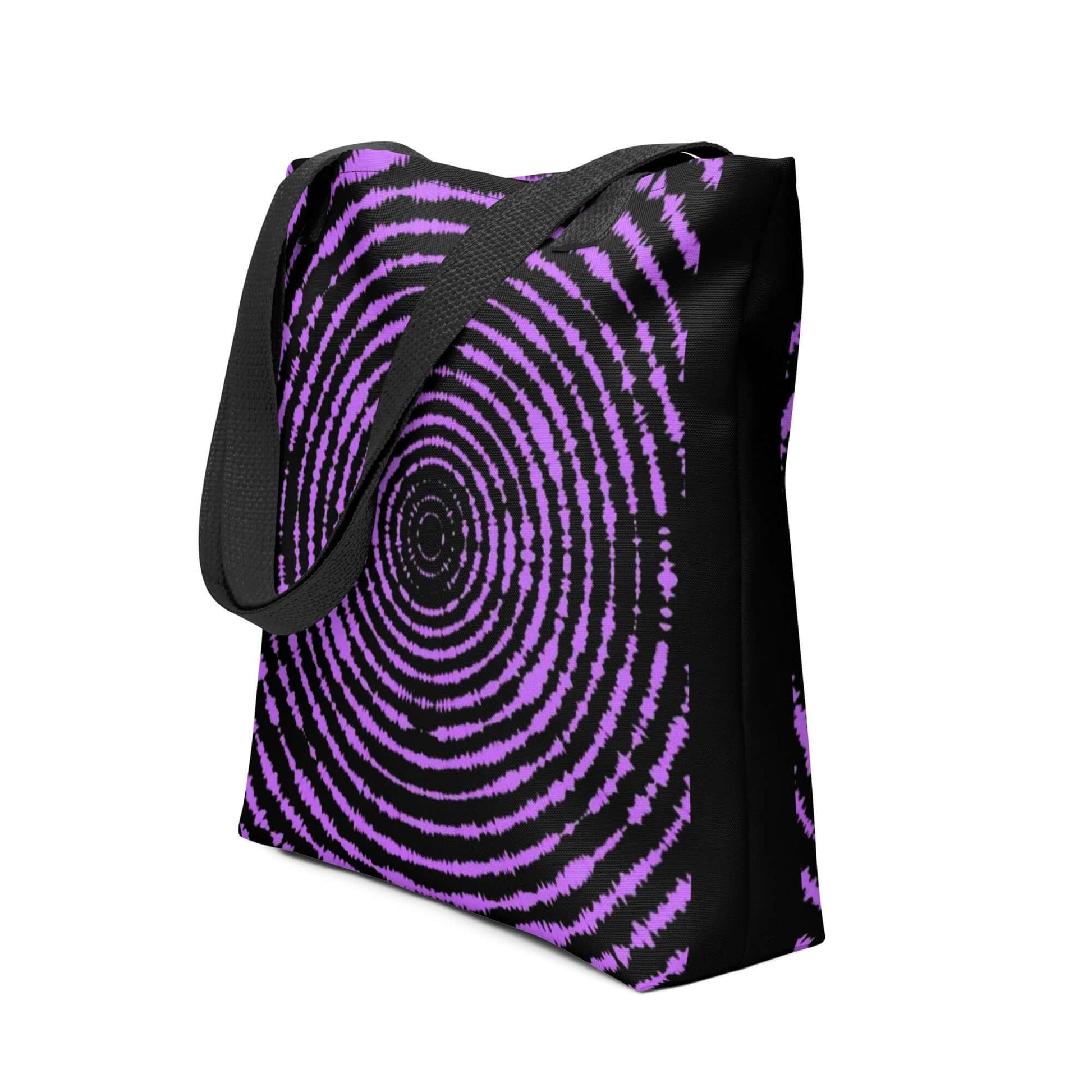 Bolsa ESPIRAL URBAN unisex en colores negro y púrpura, diseño exclusivo y urbano para estilo streetwear.