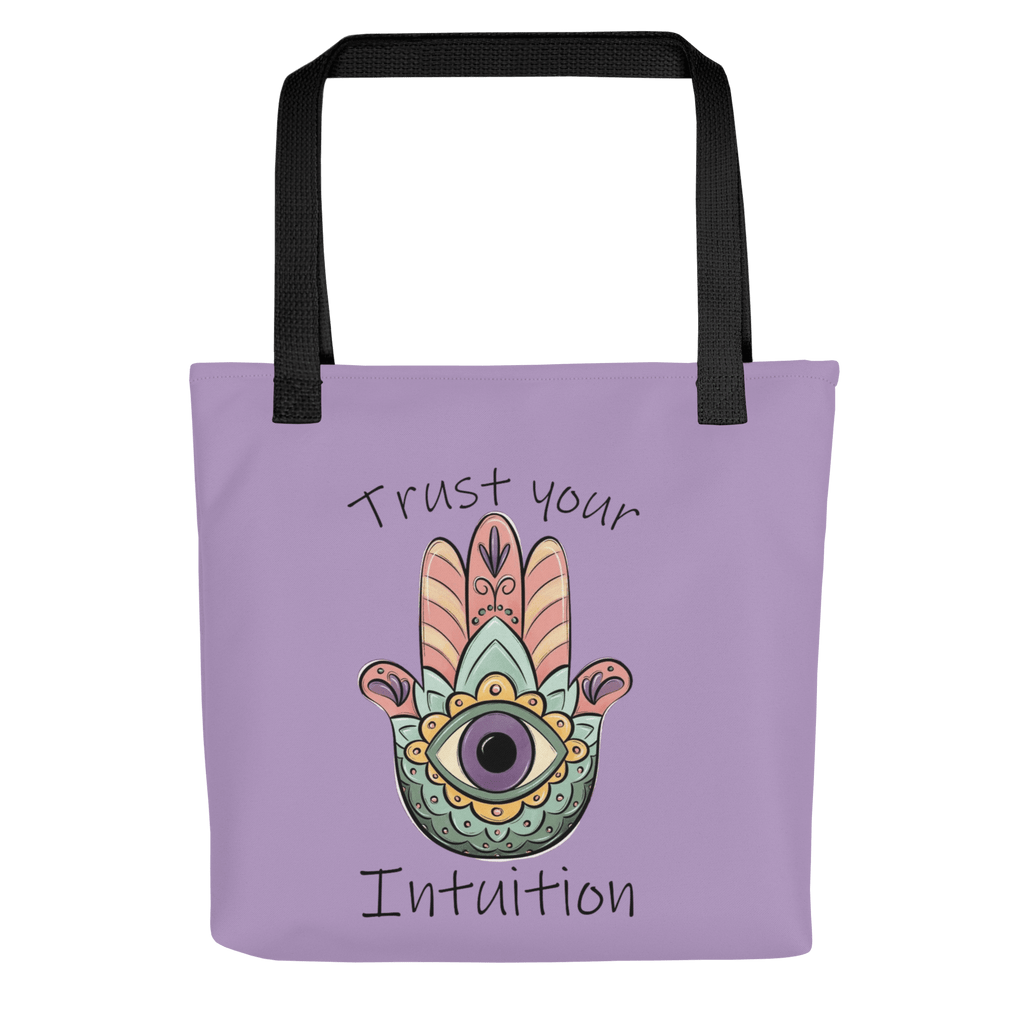 🔵 MANO FATIMA 🔵 - Bolsa De Tela URBAN Unisex 🔵 con diseño de mano de Fátima y mensaje 'Trust your Intuition'.