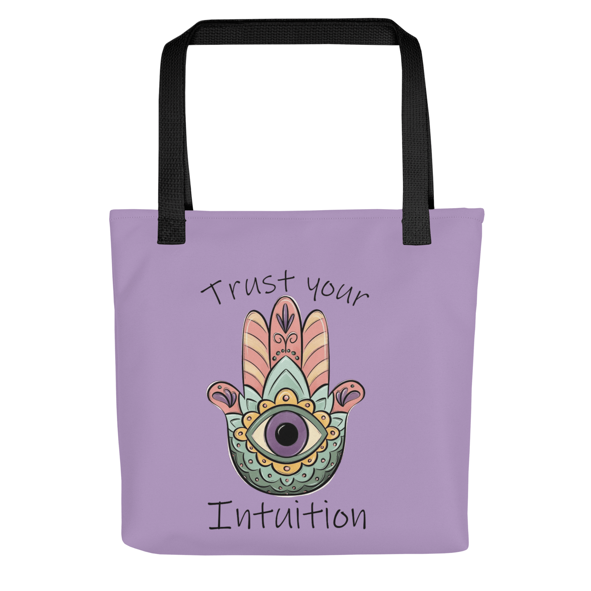 🔵 MANO FATIMA 🔵 - Bolsa De Tela URBAN Unisex 🔵 con diseño de mano de Fátima y mensaje 'Trust your Intuition'.