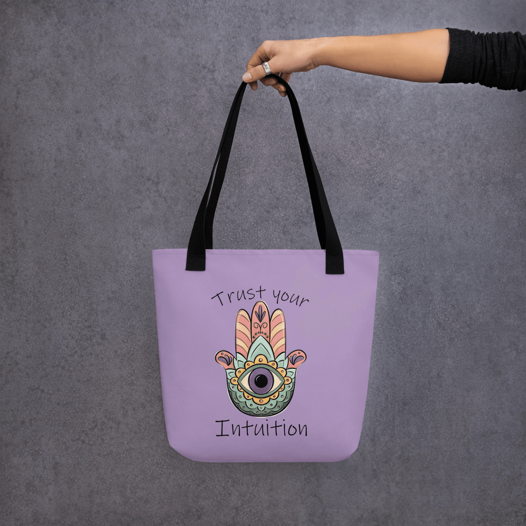 🔵 MANO FATIMA 🔵 - Bolsa De Tela URBAN Unisex 🔵 con diseño de mano de Fátima y texto "Trust your Intuition".