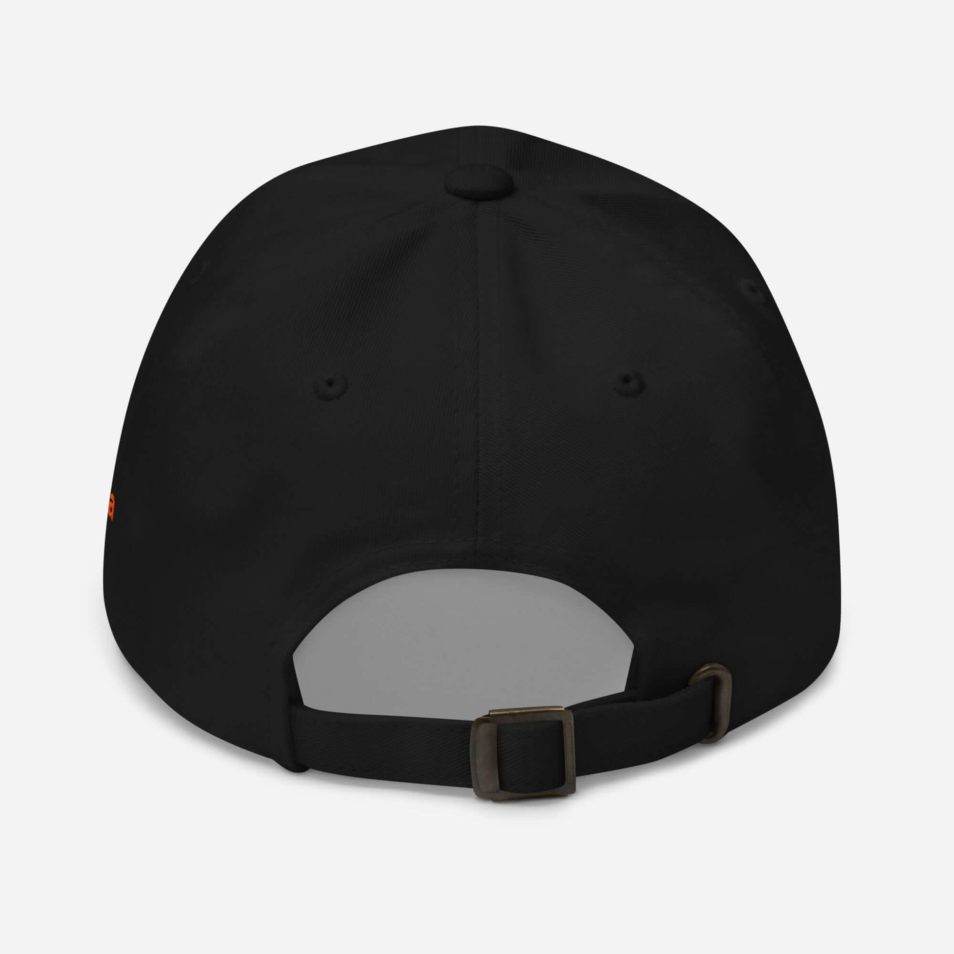 Gorra PROHIBIDO bordada URBAN unisex vista trasera con ajuste negro y hebilla metálica.