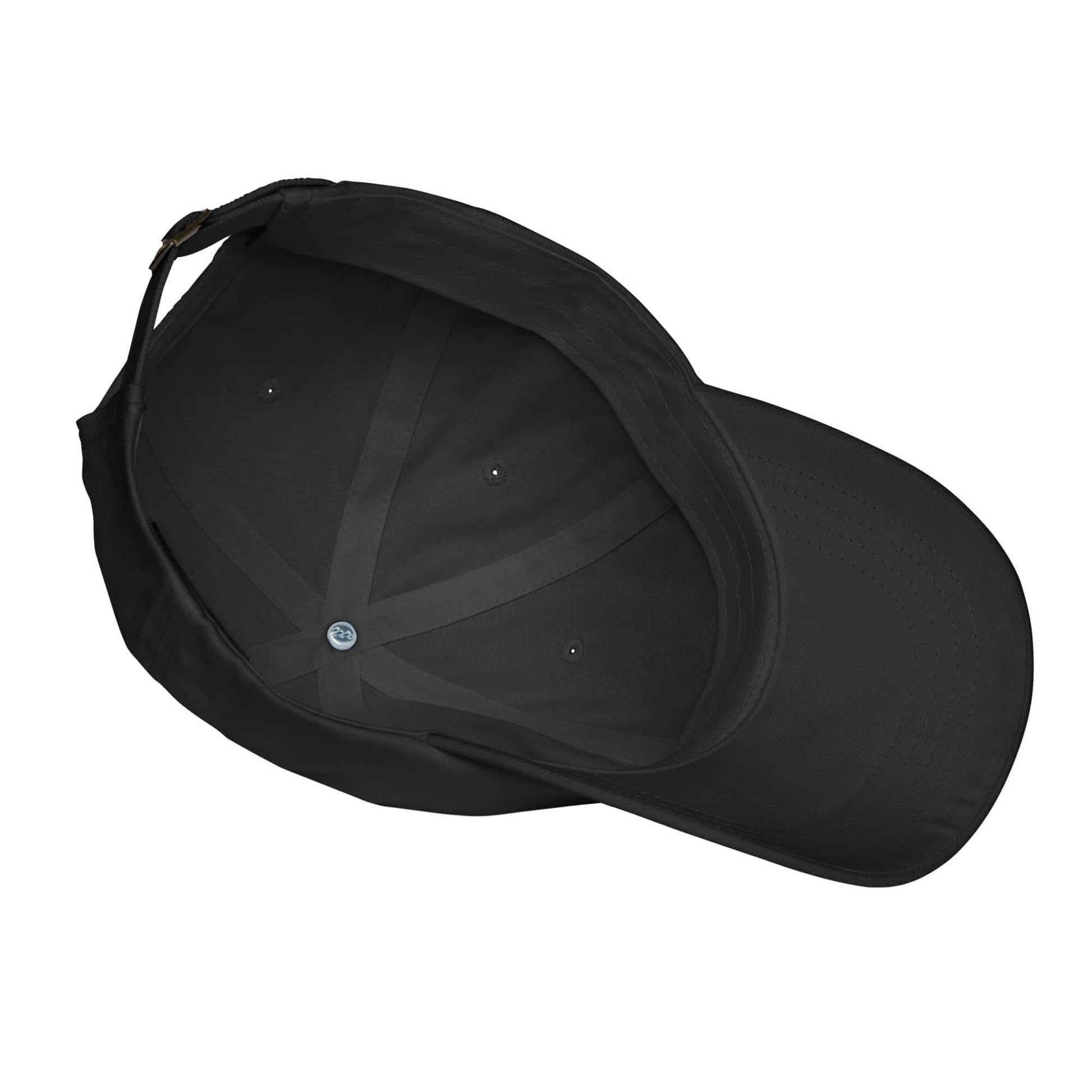 🔵 ATON 🔵 - Gorra Bordada URBAN Unisex 🔵 vista superior de gorra negra con diseño urbano y bordado exclusivo.