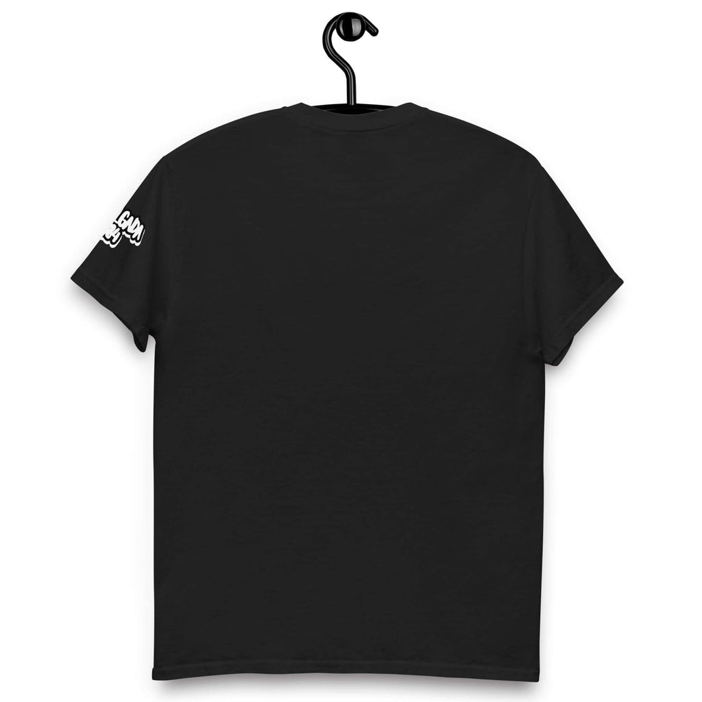 CAMISETA 🔵✊ RESPECT ✊🔵 - Camiseta Unisex 🎯 vista trasera en color negro, diseño urbano minimalista.