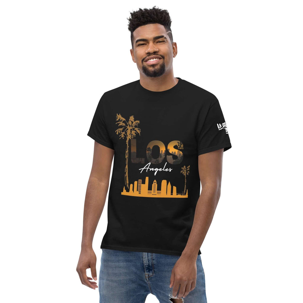 Camiseta unisex CAMISETA con diseño de LOS ANGELES, palmeras y skyline en negro.