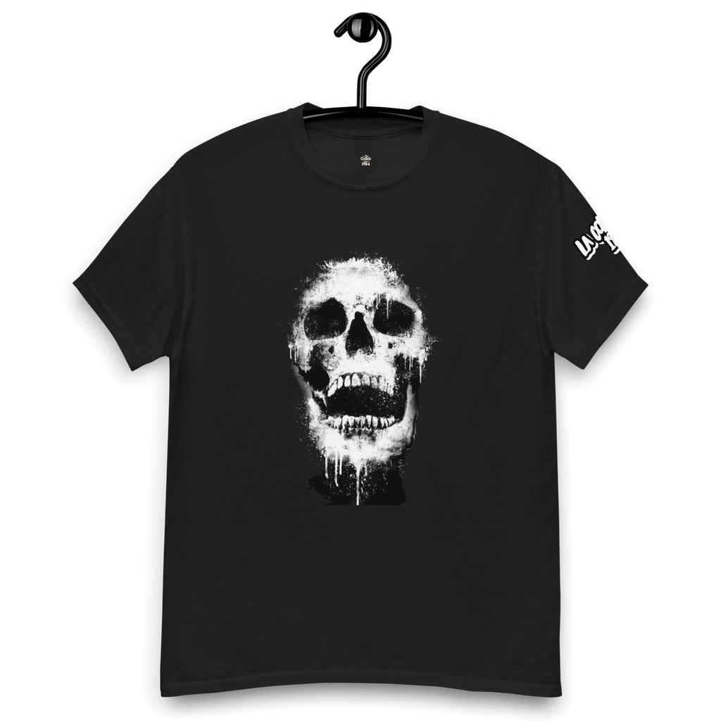 🔵💀 CALAVERA - Camiseta Unisex 🎯 negra con gráfico de calavera artística en el centro.