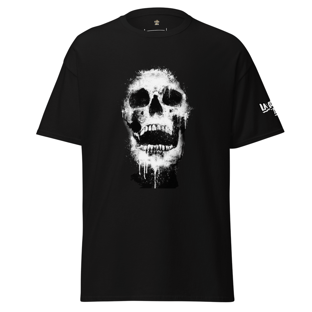 🔵💀 CALAVERA - Camiseta Unisex 🎯 con diseño de calavera en fondo negro, estilo urbano y actitud rebelde.
