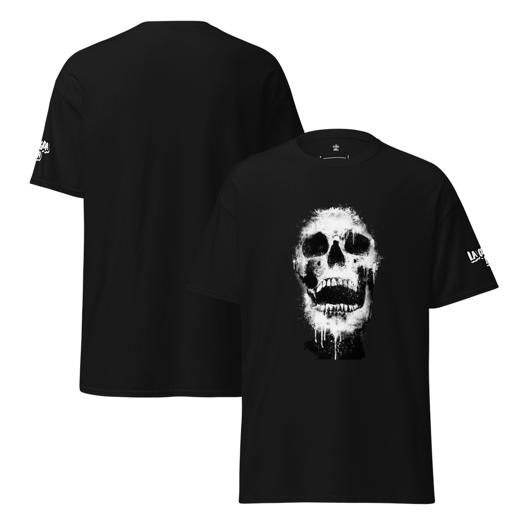 🔵💀 CALAVERA - Camiseta Unisex 🎯 diseño de camiseta negra con gráfico de calavera.