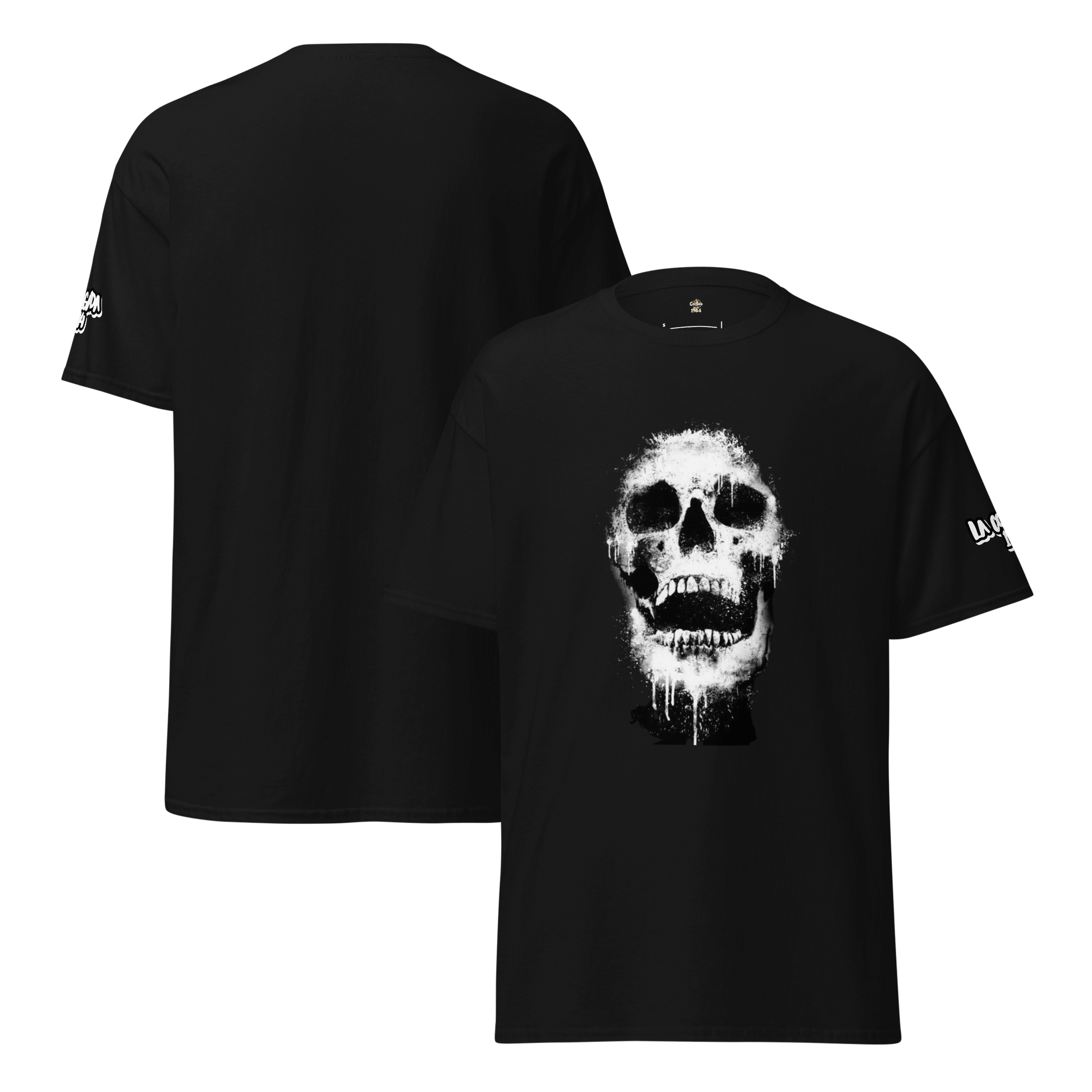🔵💀 CALAVERA - Camiseta Unisex 🎯 diseño de camiseta negra con gráfico de calavera.