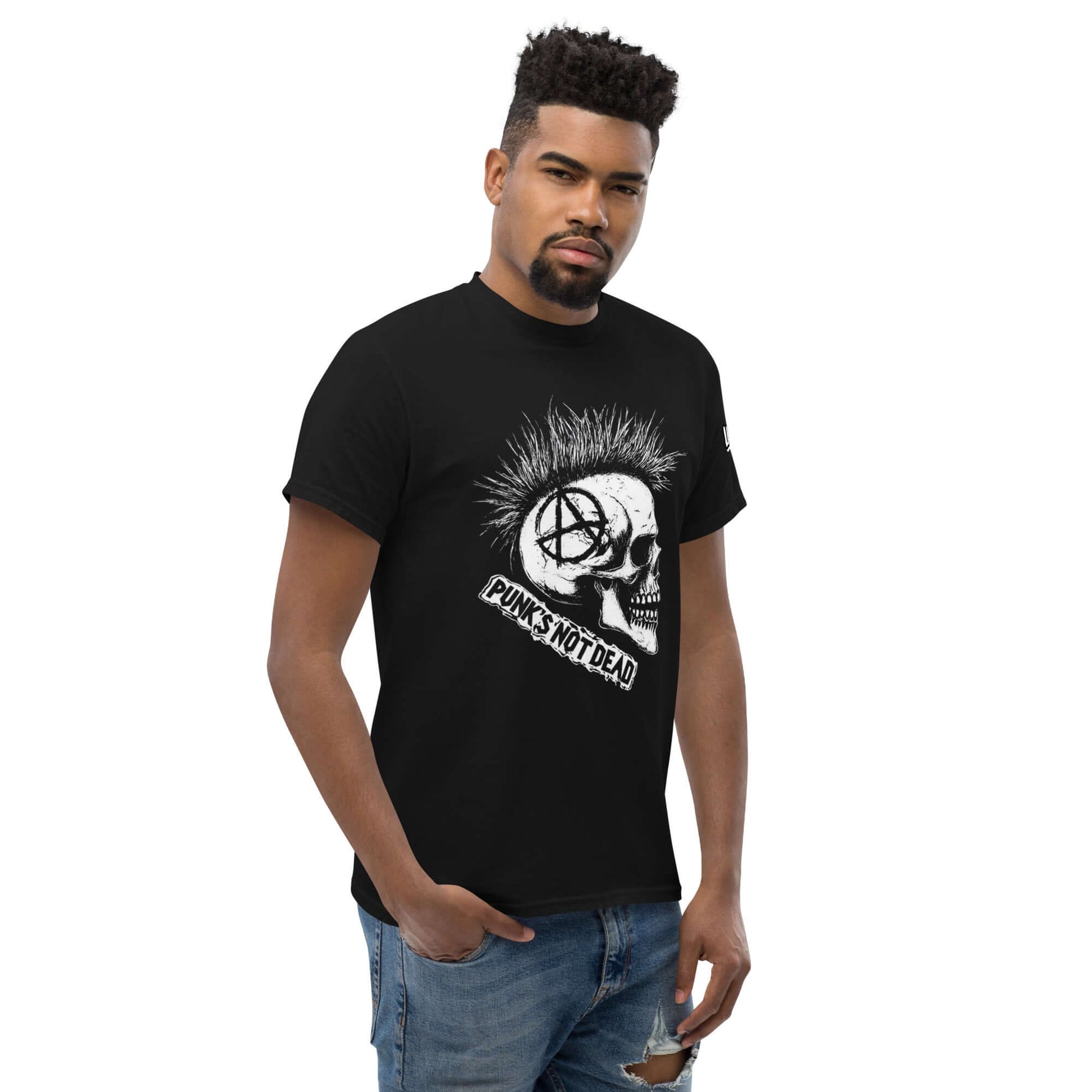 🔵🎸 PUNK 🎸🔵 - Camiseta Unisex 🎯 con diseño de calavera y actitud rebelde en estilo urbano.