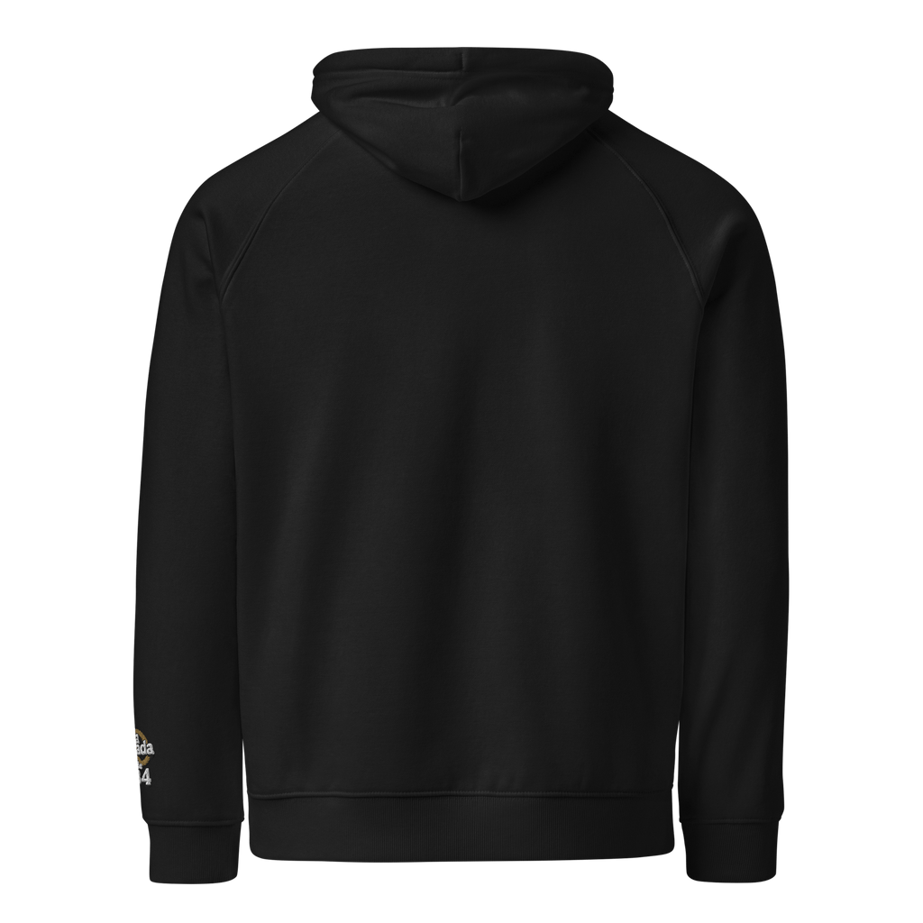 🔵🦁 HAKUNA MATATA - SUDADERA UNISEX 🌅🔵 vista trasera de sudadera unisex negra con capucha.