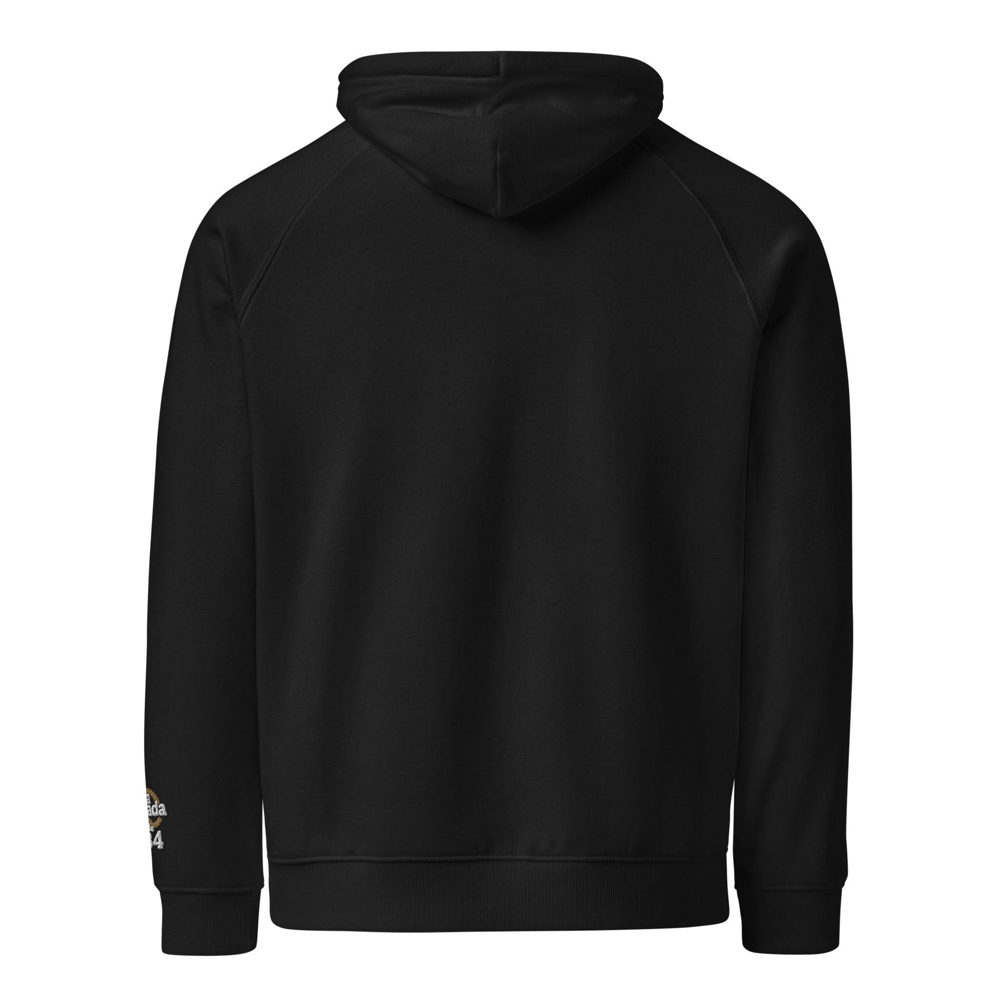 🔵🦁 HAKUNA MATATA - SUDADERA UNISEX 🌅🔵 vista trasera de sudadera unisex negra con capucha.