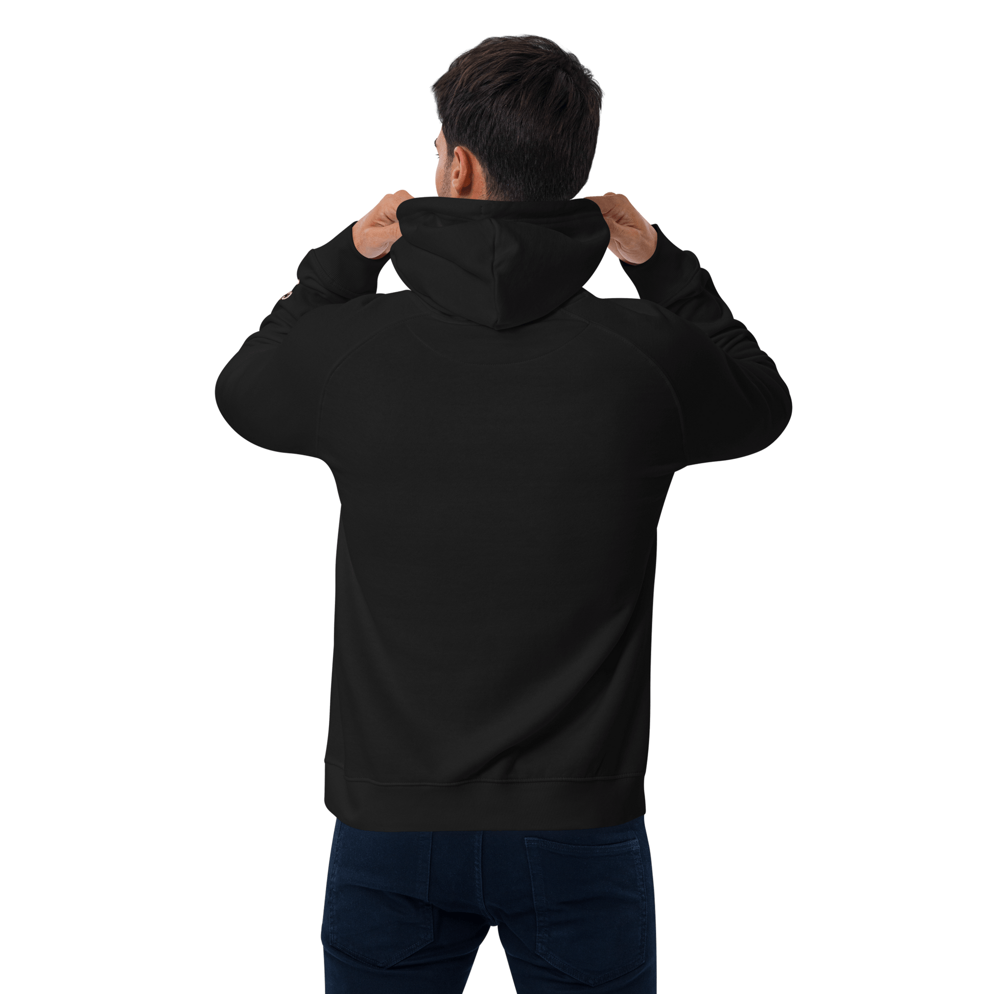 SUDADERA URBAN EYES - UNISEX ¡Todas las miradas en tu estilo! vista trasera de sudadera negra.