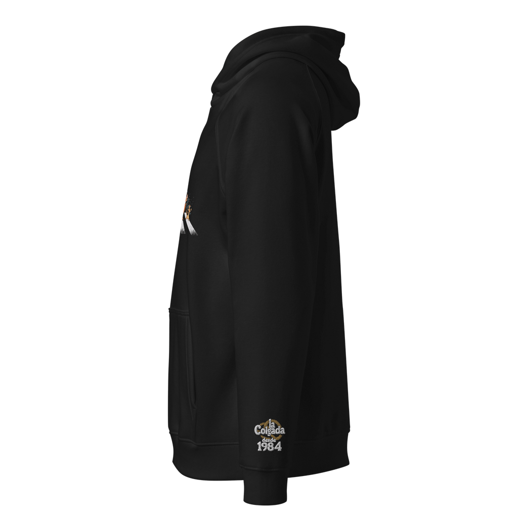 🔵🦁 HAKUNA MATATA - SUDADERA UNISEX 🌅 Negro con diseño exclusivo en la parte delantera y manga.