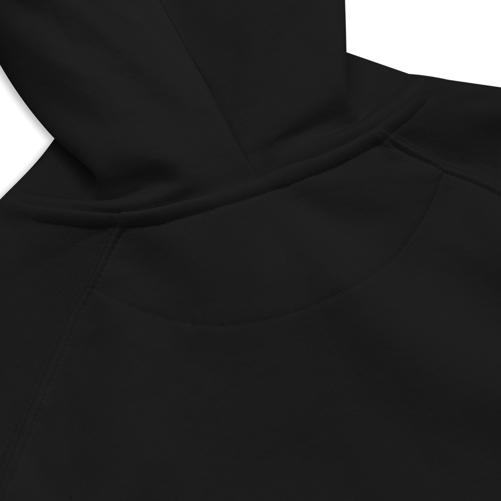 SUDADERA URBAN EYES - UNISEX ¡Todas las miradas en tu estilo! vista de la capucha negra con diseño urbano.