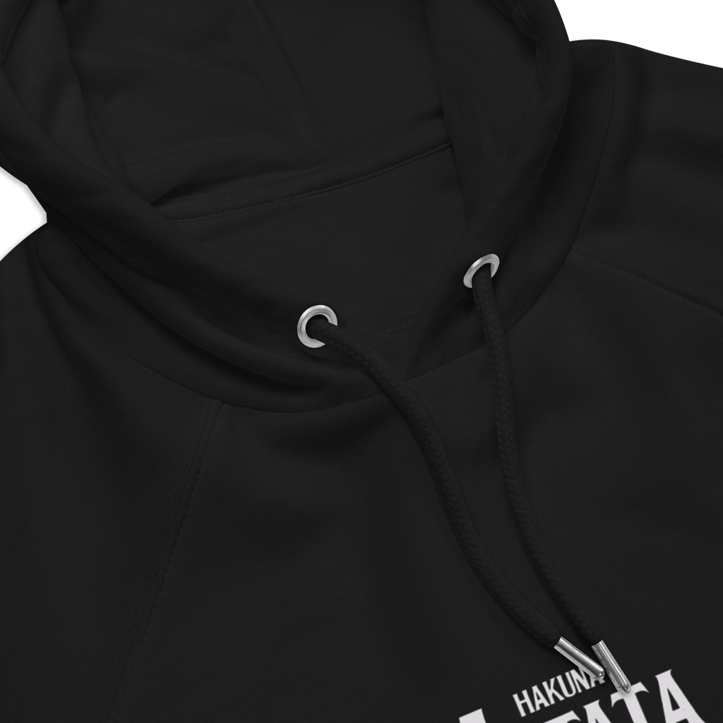 🔵🦁 HAKUNA MATATA - SUDADERA UNISEX 🌅🔵 en color negro con capucha y diseño exclusivo.