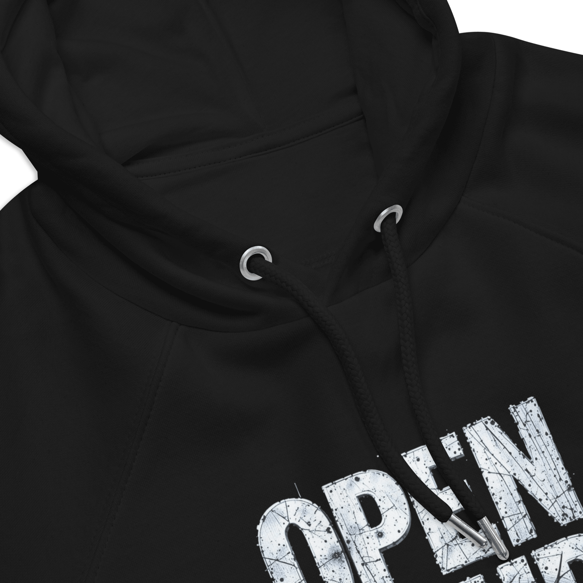 SUDADERA URBAN EYES - UNISEX ¡Todas las miradas en tu estilo! diseño negro con capucha y estampado audaz.