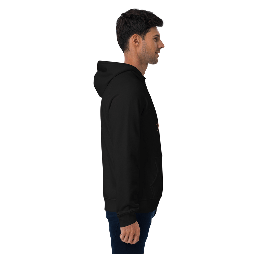 🔵🦁 HAKUNA MATATA - SUDADERA UNISEX 🌅🔵 vista lateral de sudadera negra con capucha para estilo urbano.