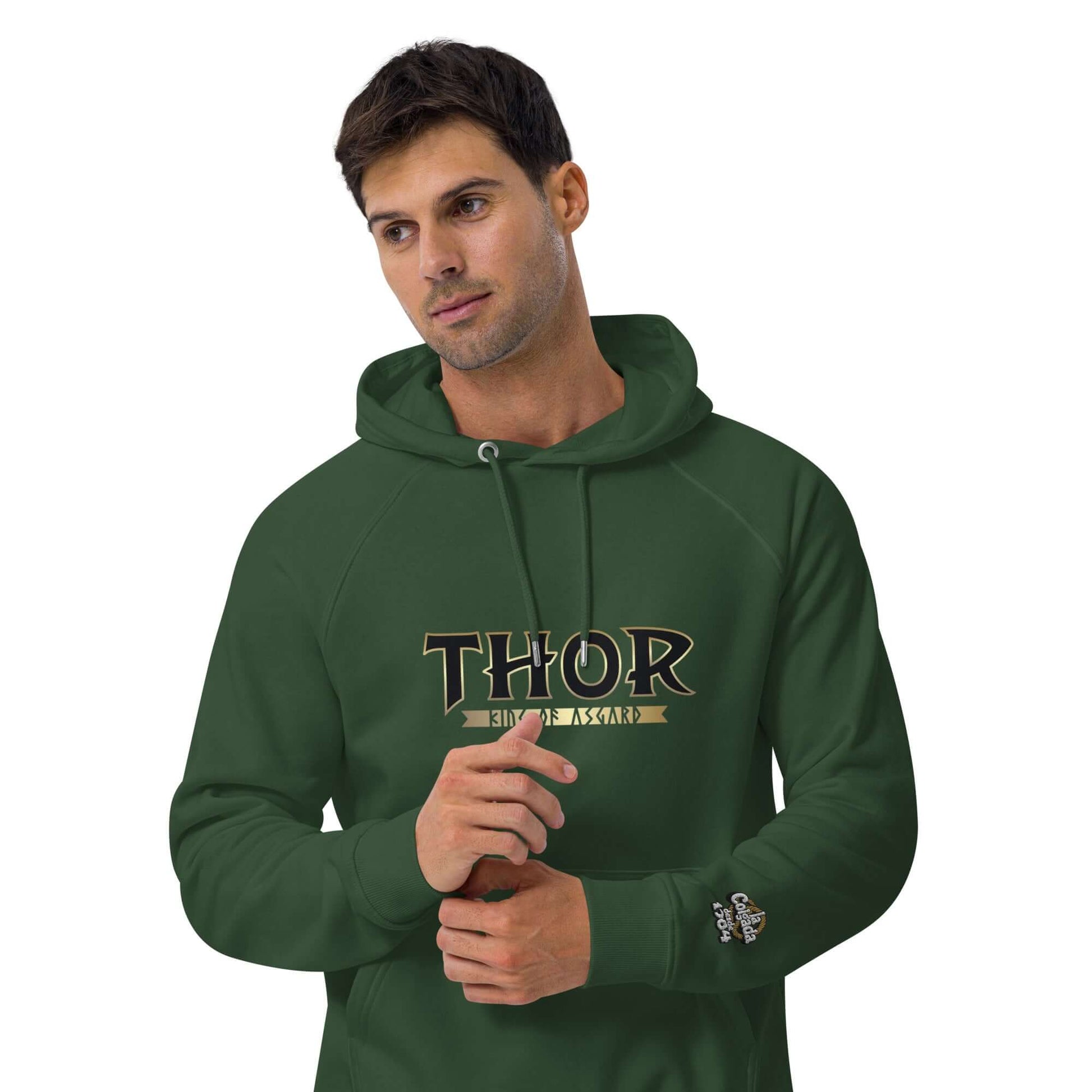 SUDADERA THOR en color verde con capucha unisex, ideal para quienes buscan estilo y comodidad.