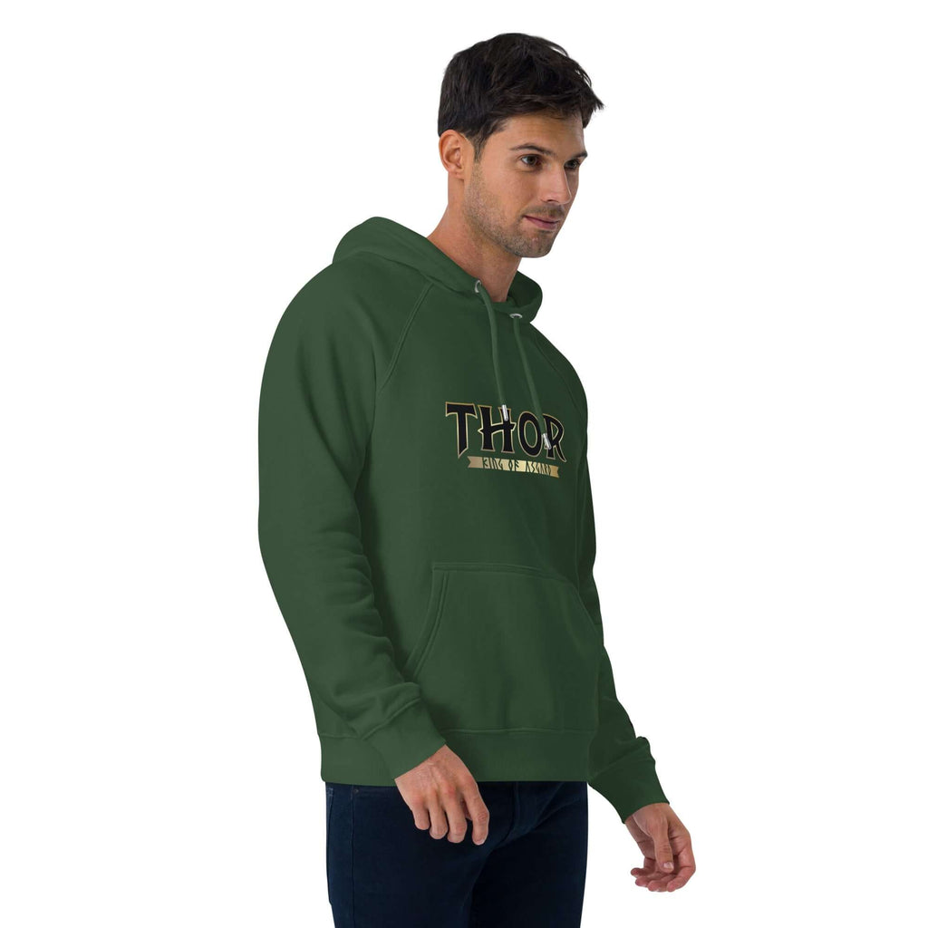 SUDADERA THOR con capucha unisex de color verde, ideal para quienes buscan comodidad y estilo nórdico.